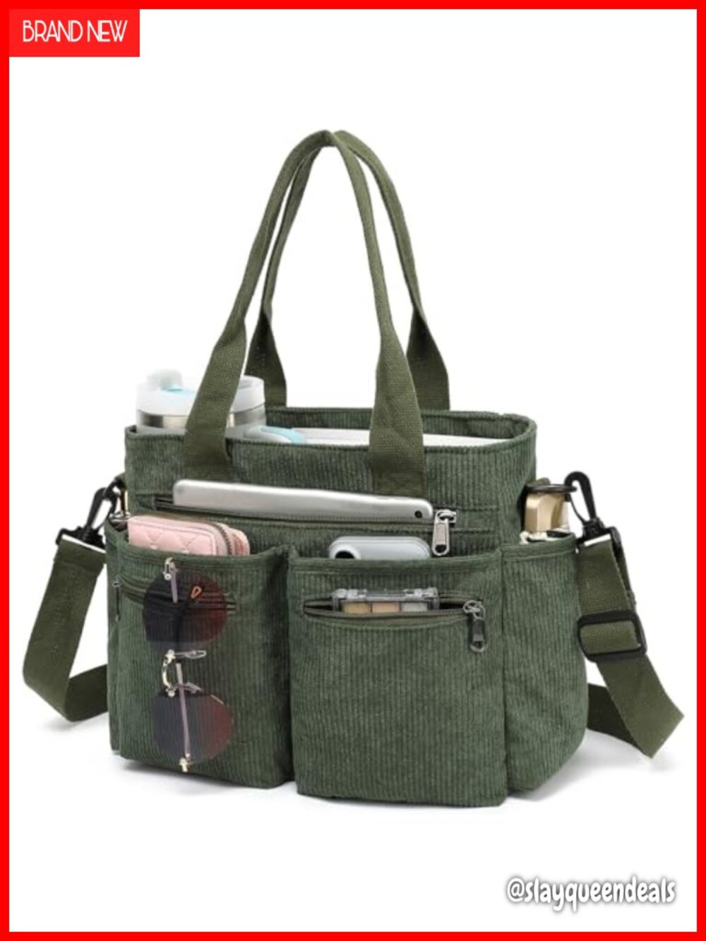 Corduroy Tote Bag Large Crossbody Messenger Top Handle Laptop Work Shoulder